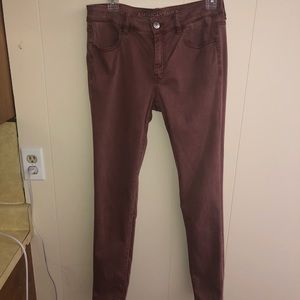 AE Super Stretch Light Maroon Jegging Sz 8L